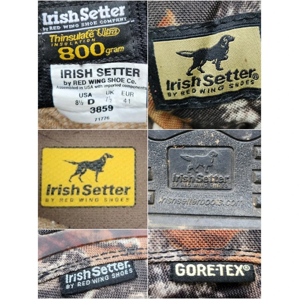 Irish Setter Hunting Boots Camo‎ Gore-Tex 800g Thinsulate 3859 Mens 8.5 D